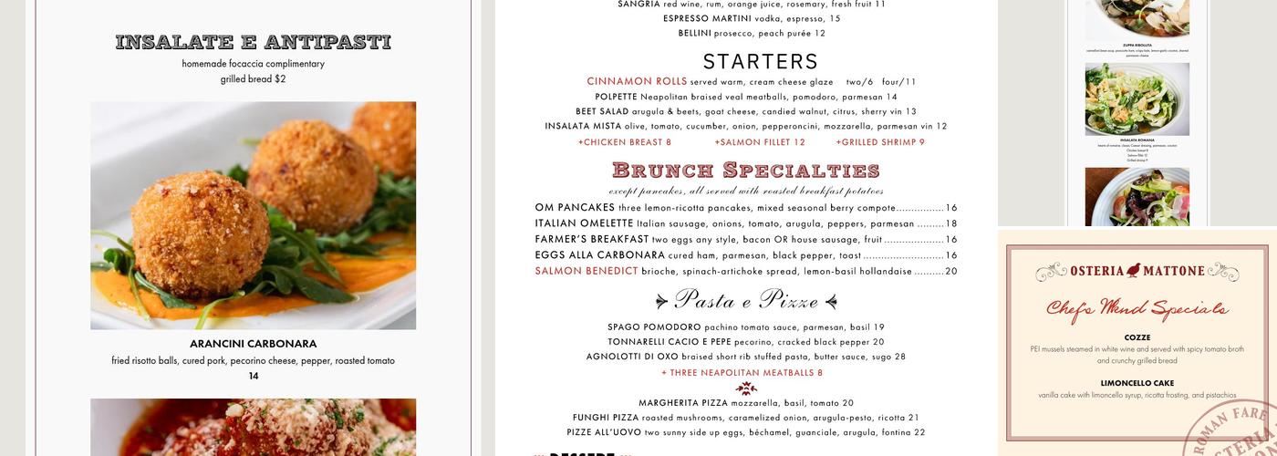 Osteria Mattone Menu