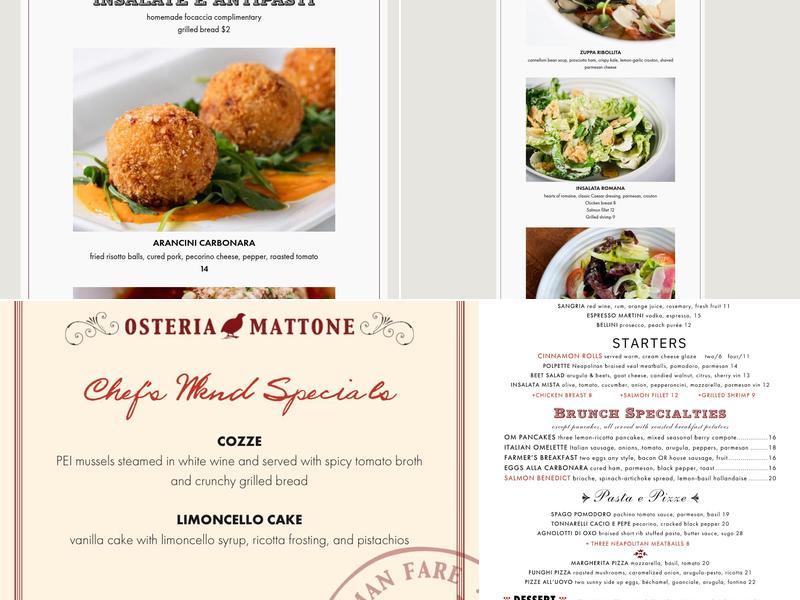 Osteria Mattone Menu