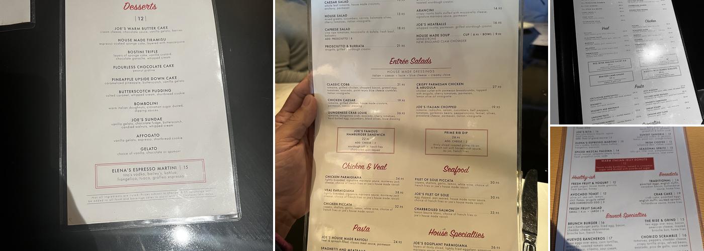 Original Joe's Menu