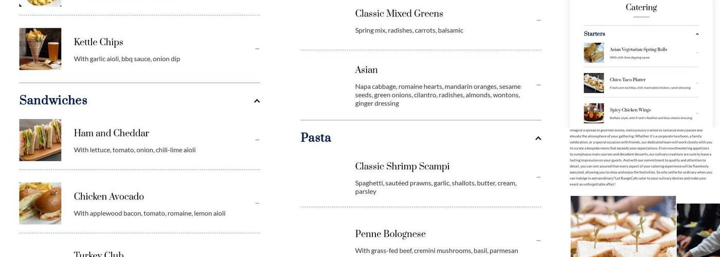 RangeCafe Bar and Grill Menu