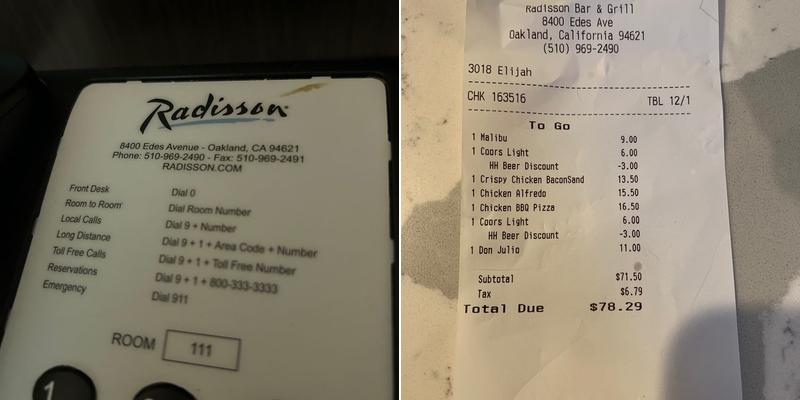 RBG Bar & Grill, Oakland Airport Menu