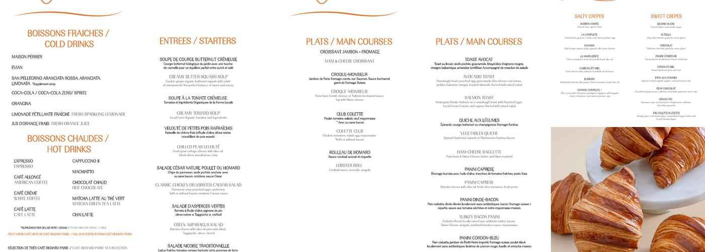 Colette French Pastry & Café Menu