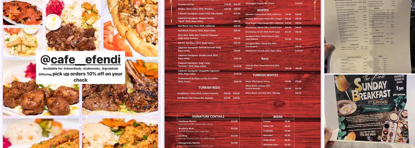 Cafe Efendi Mediterranean Restaurant Menu