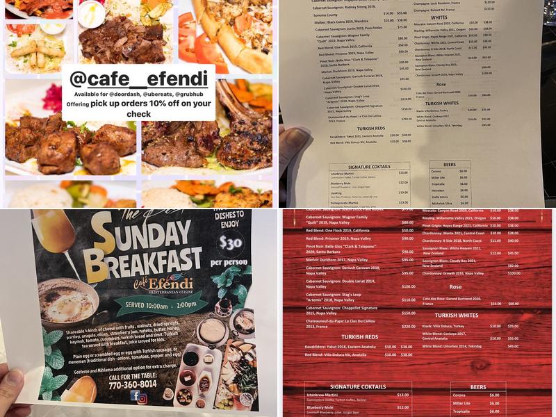 Cafe Efendi Mediterranean Restaurant Menu