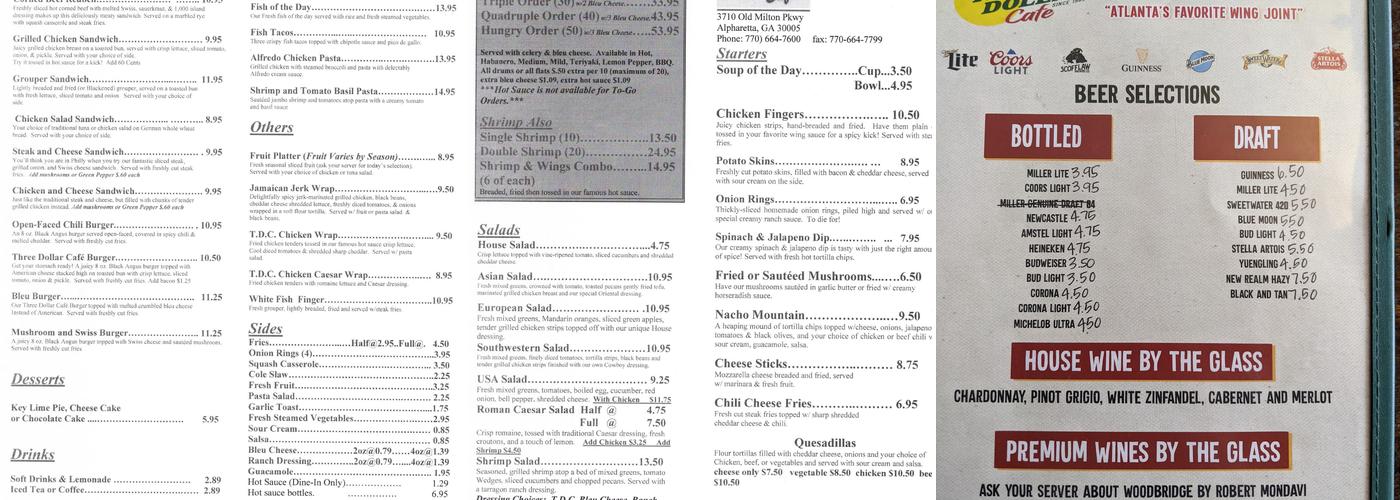 Three Dollar Cafe Jr Menu