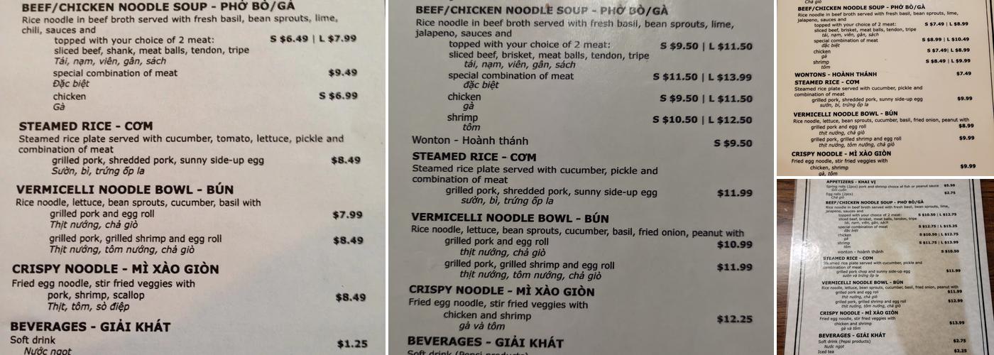 Noodle House Menu
