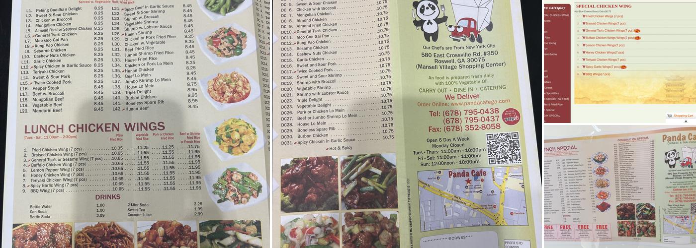 Panda Cafe Menu