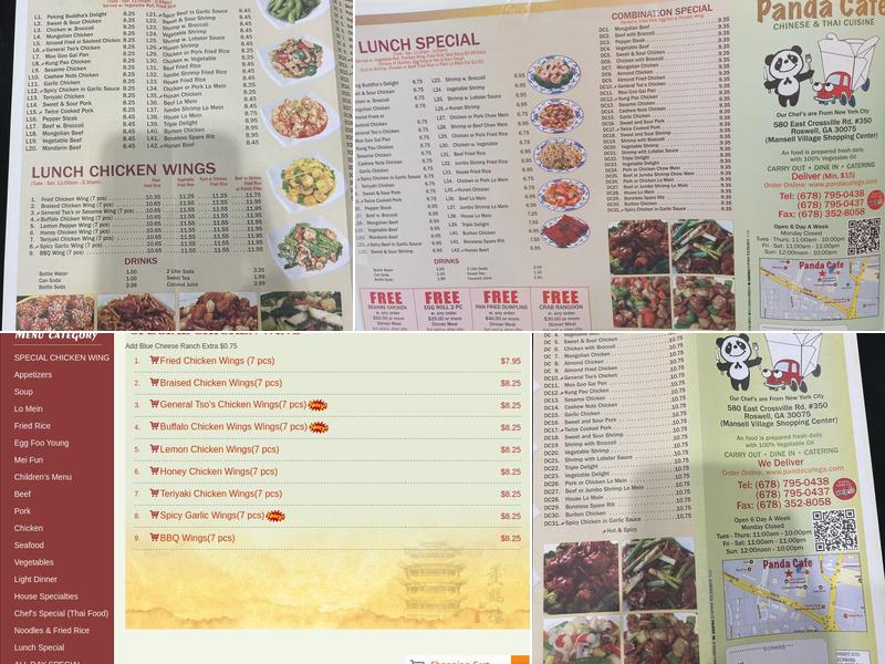 Panda Cafe Menu