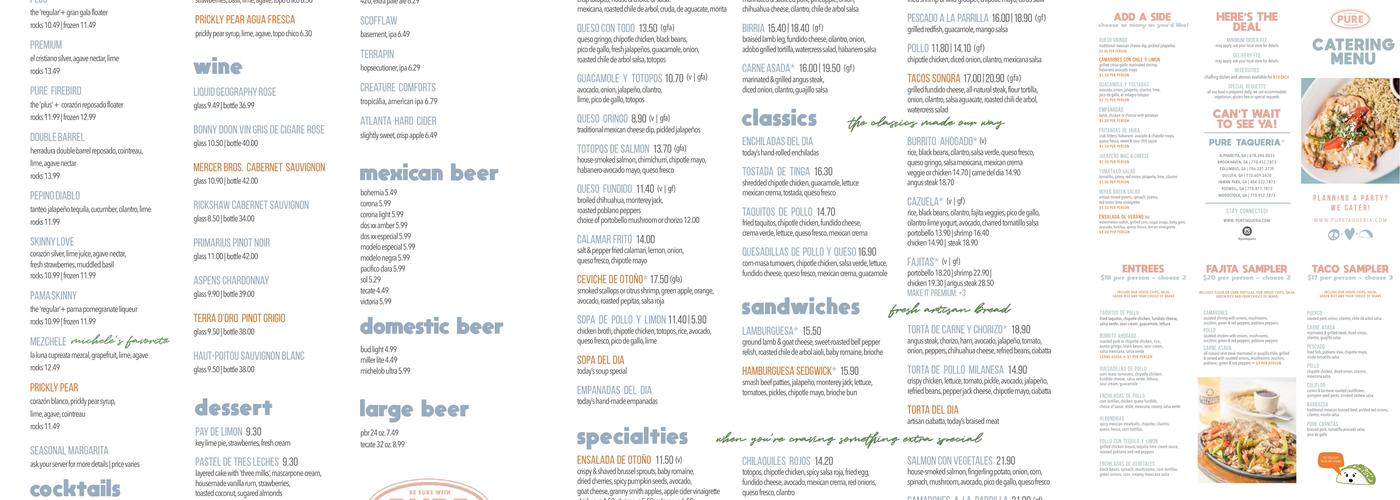 Pure Taqueria Menu