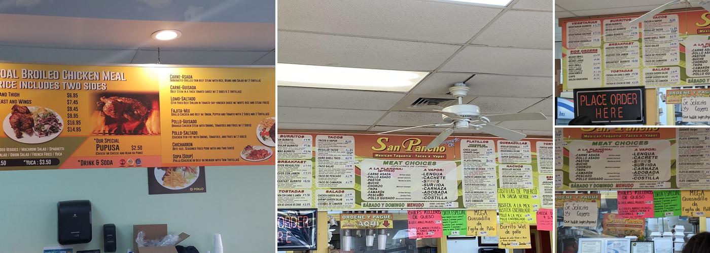 Taqueria San Pancho Menu