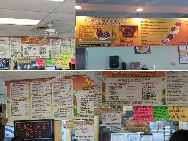 Taqueria San Pancho Menu