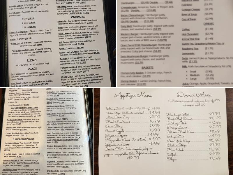 Shady Bend Cafe Menu
