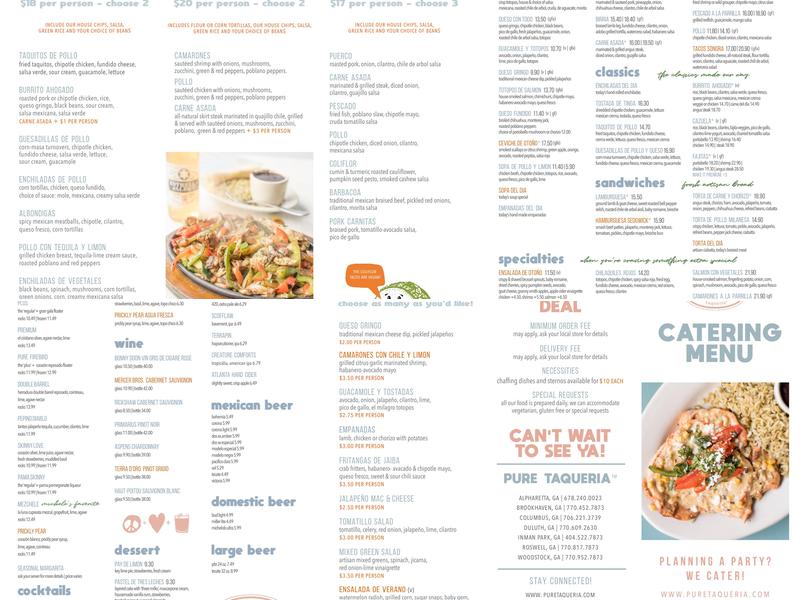 Pure Taqueria Menu