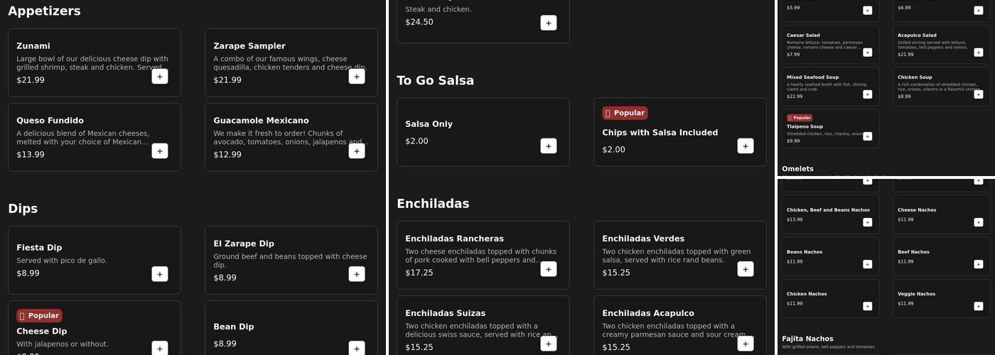 El Zarape Menu