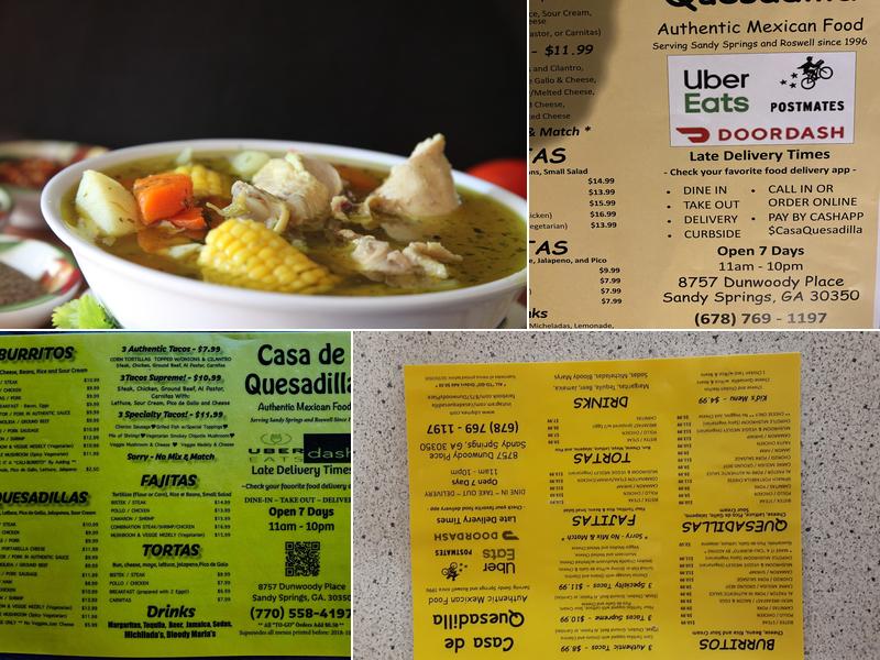 Casa de Quesadilla Menu