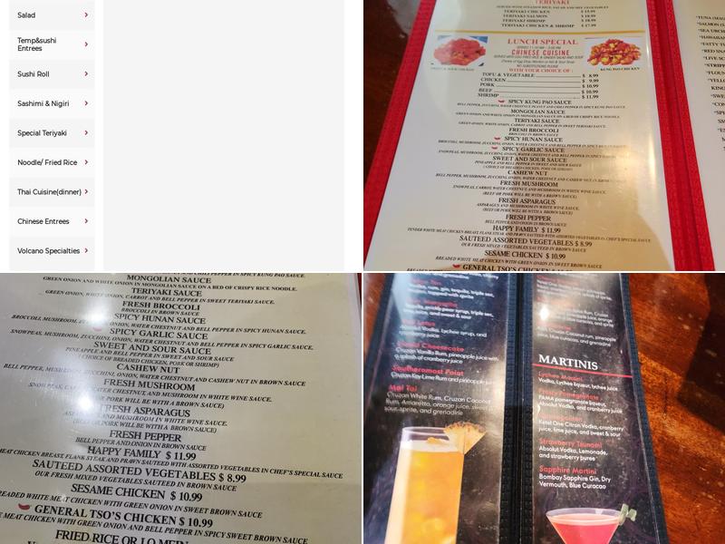 Volcano Asian Bistro Menu