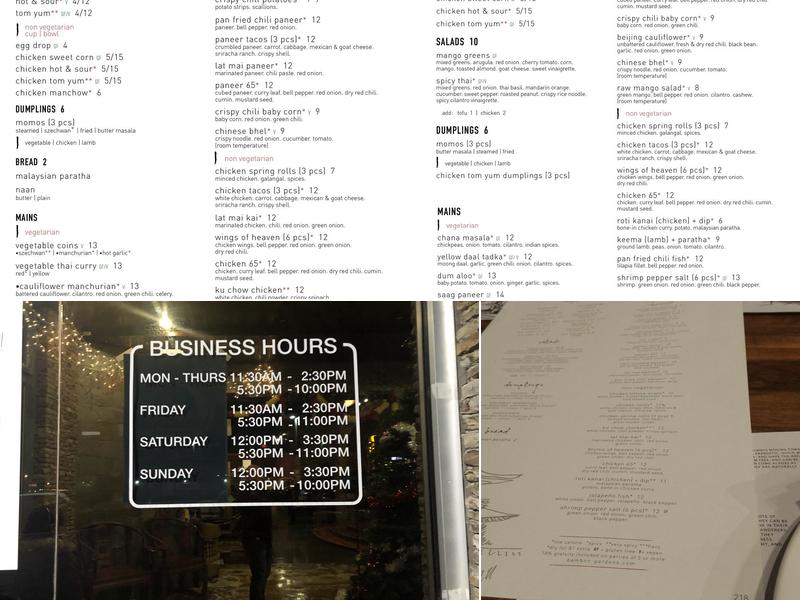 Inchin's Bamboo Garden Menu