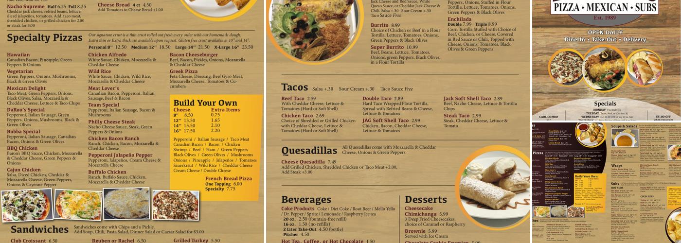 Daroo's Pizza Of Fosston Menu