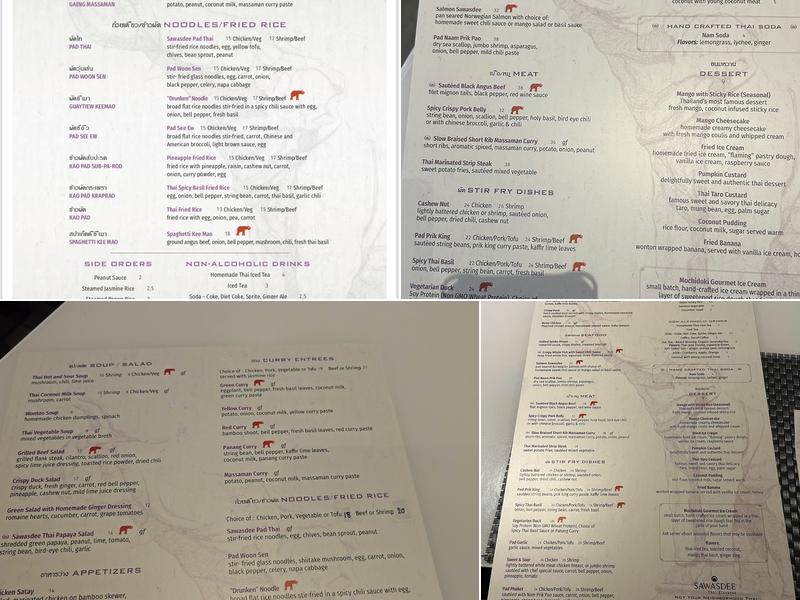 Sawasdee Thai Elevated Menu