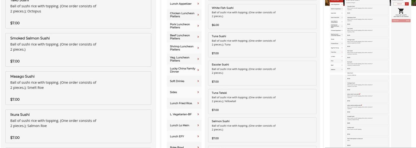 New Lucky China Menu