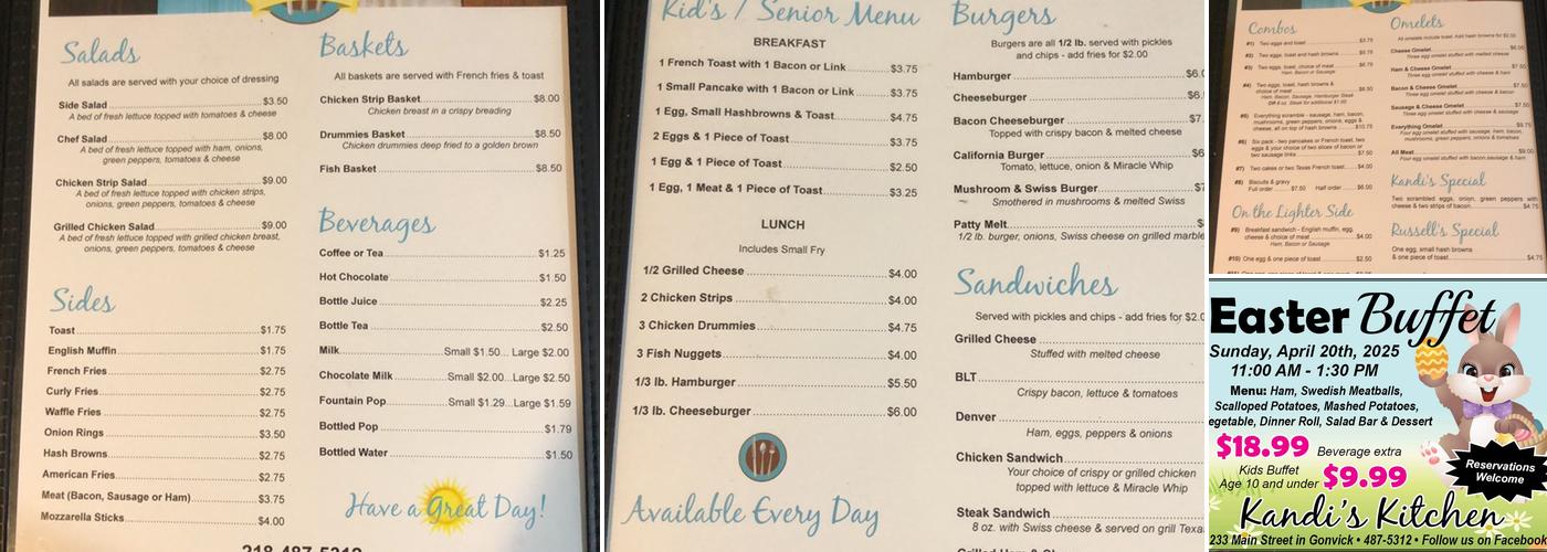 Kandi's Kitchen Inc Menu