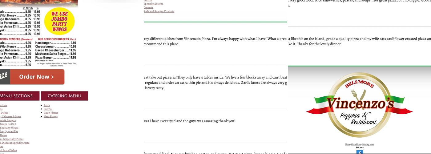 Vincenzo's & The Chef's Hat Menu