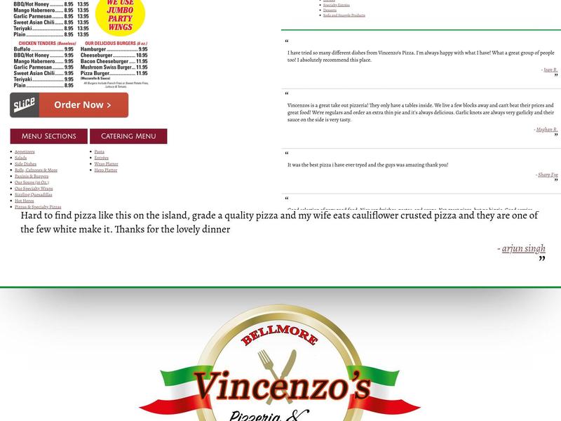 Vincenzo's & The Chef's Hat Menu