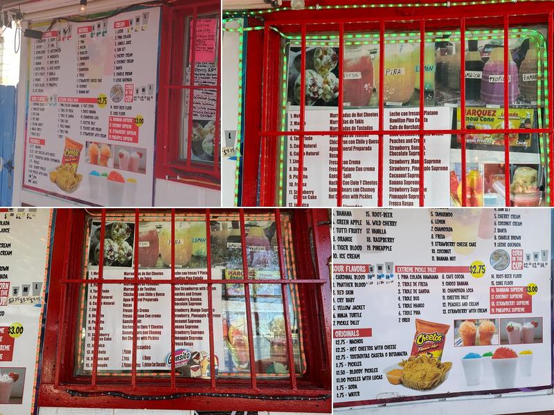 Marquez Snow Cone Menu