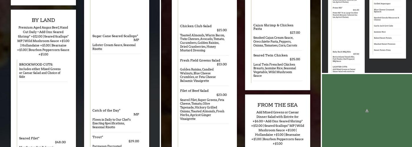 Brookwood Grill Menu
