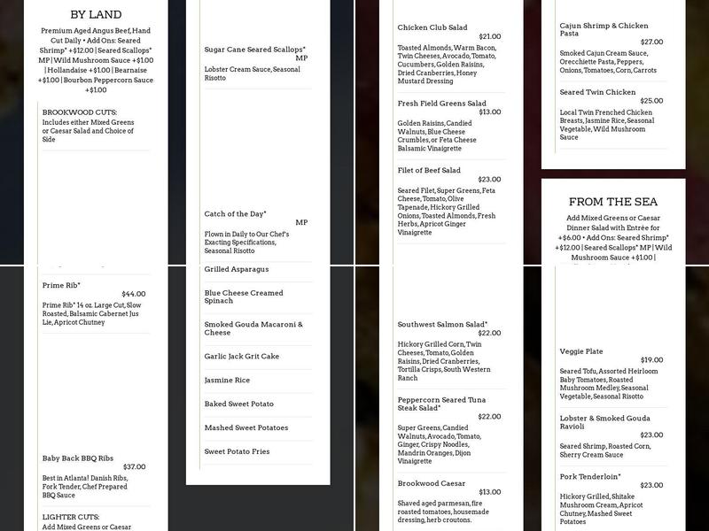 Brookwood Grill Menu