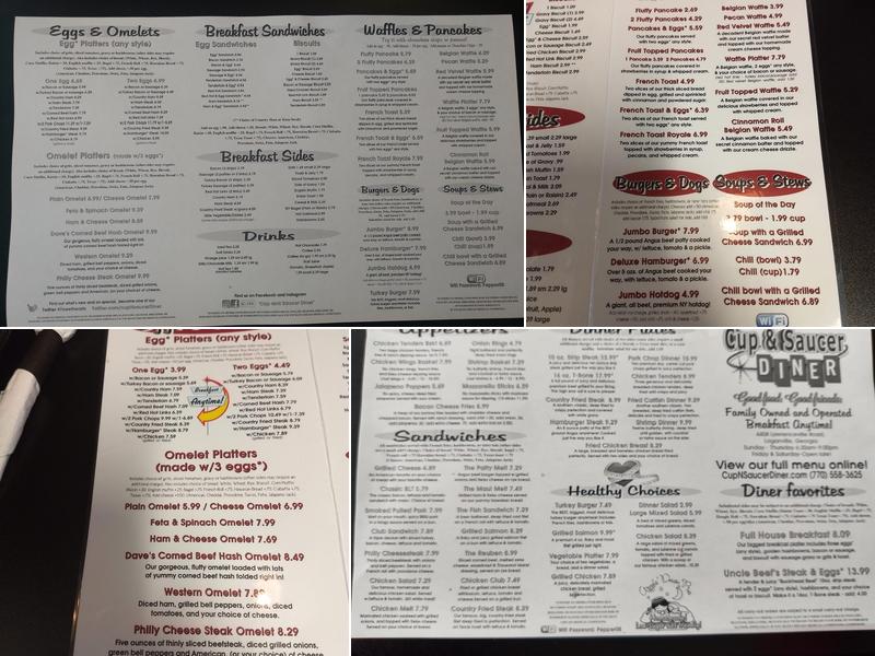 Cup & Saucer Diner Restaurant Menu