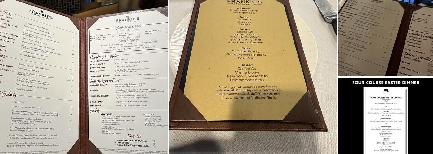 Frankie's The Steakhouse Menu