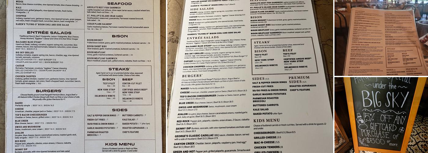 Ted's Montana Grill Menu