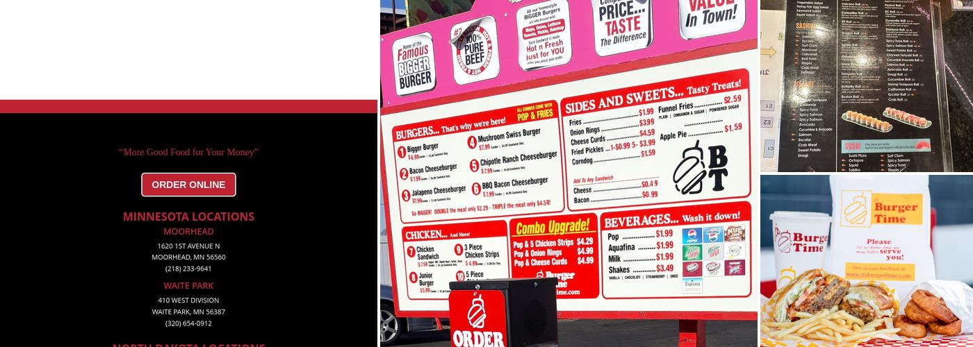 It's Burger Time Menu