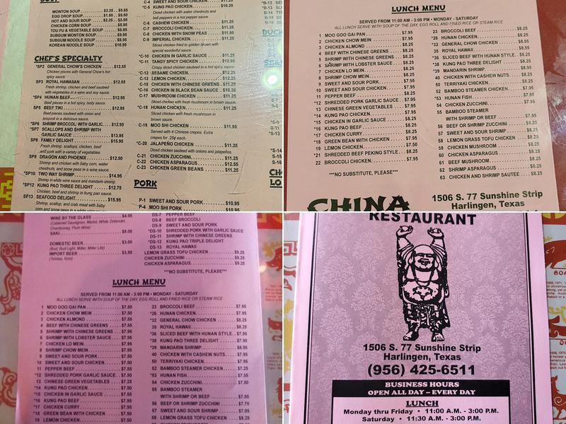 China Restaurant Menu