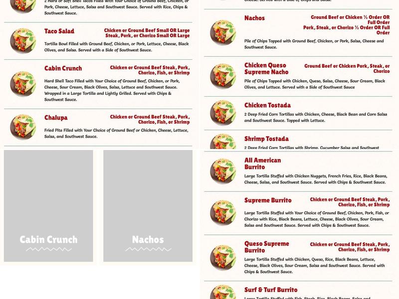 Taco Gringo Menu