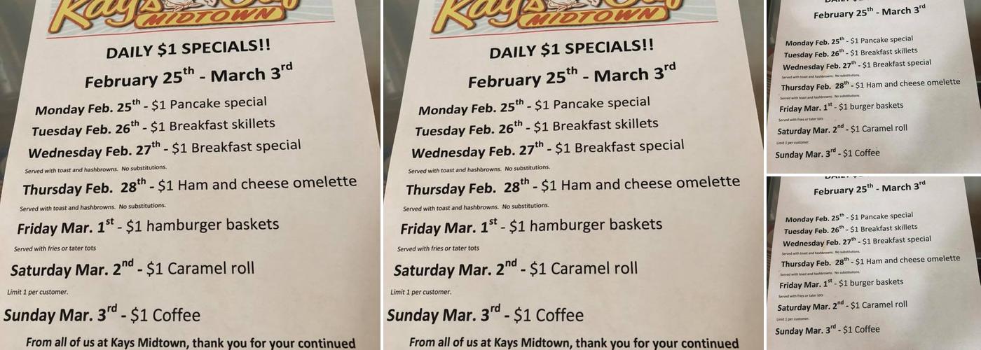 Kays Midtown Cafe Menu