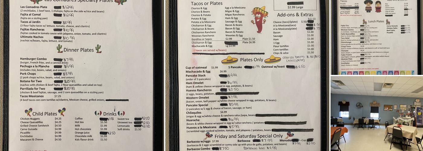 Las Comadres Restaurant Menu
