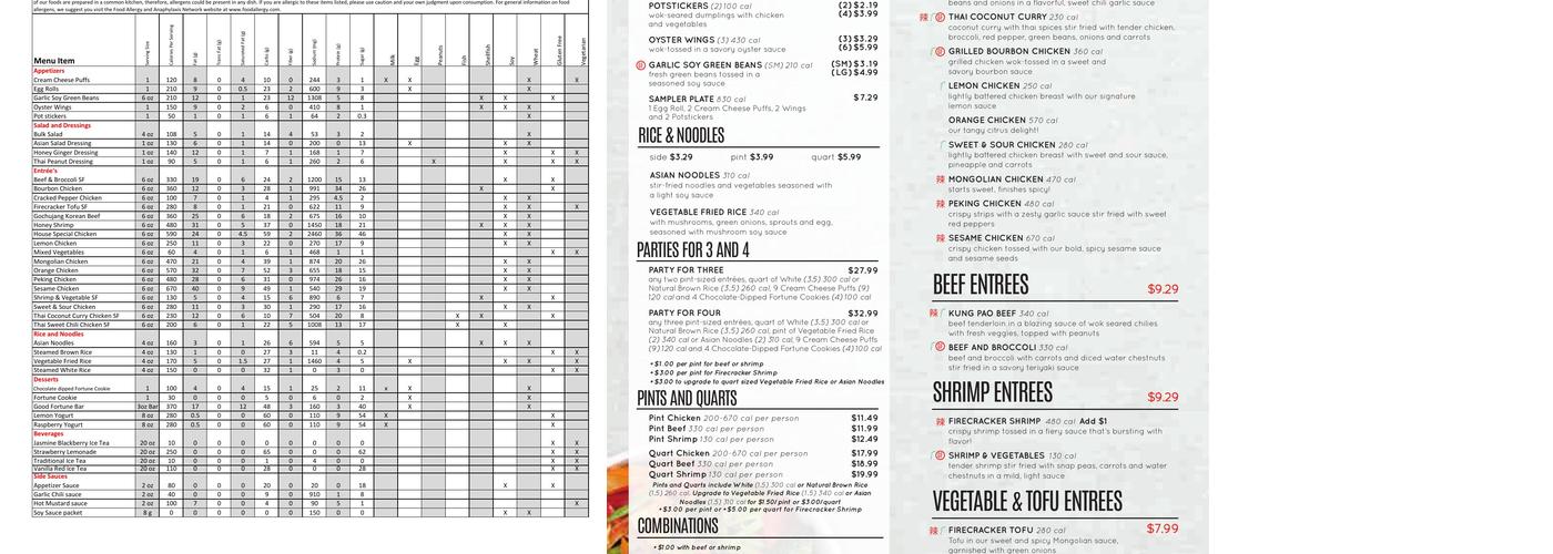Leeann Chin Menu