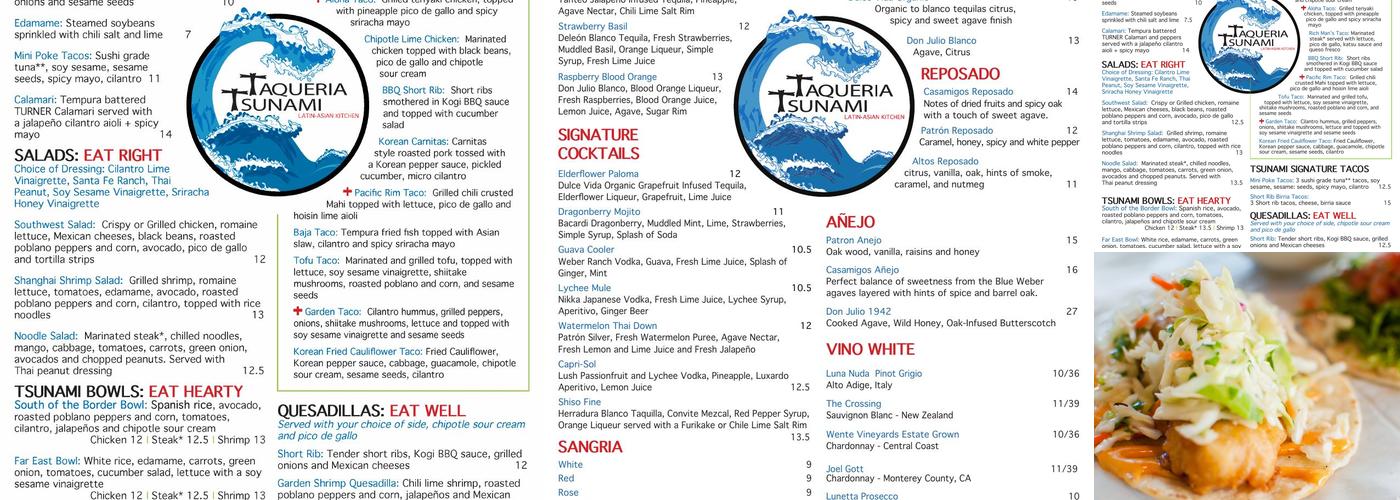 Taqueria Tsunami Menu