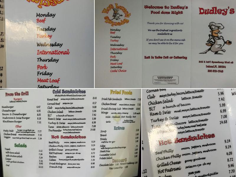 Dudley's Menu