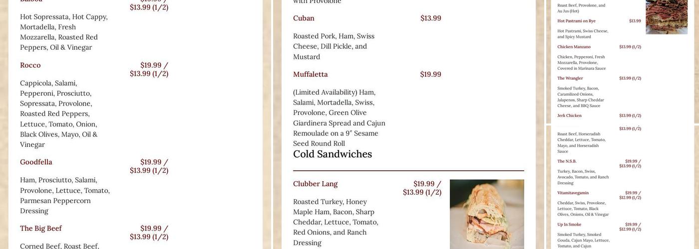Manzano's Menu