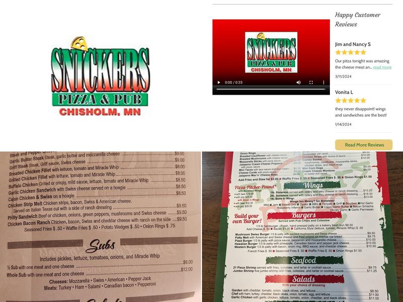 Snickers Pizza & Pub Menu