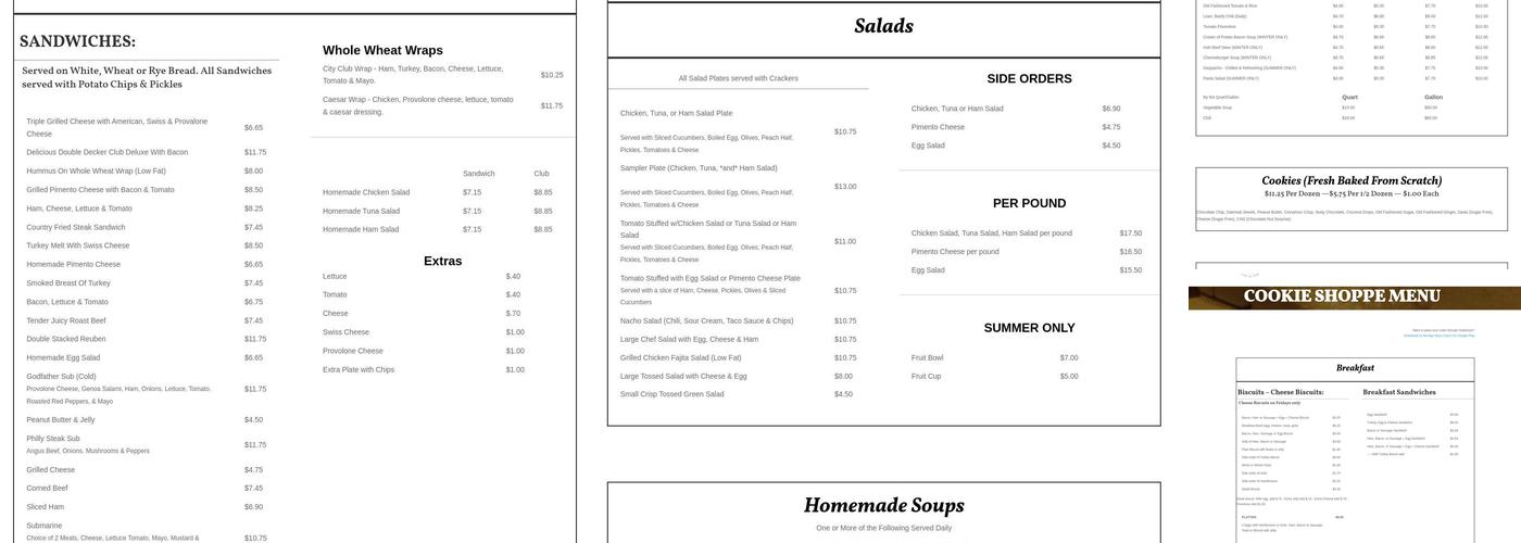 The Cookie Shoppe Menu