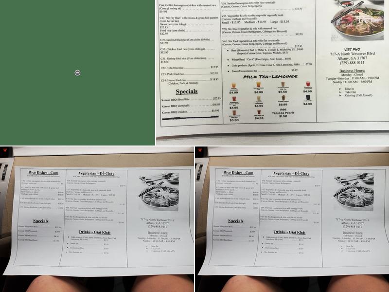 Viet Pho Menu