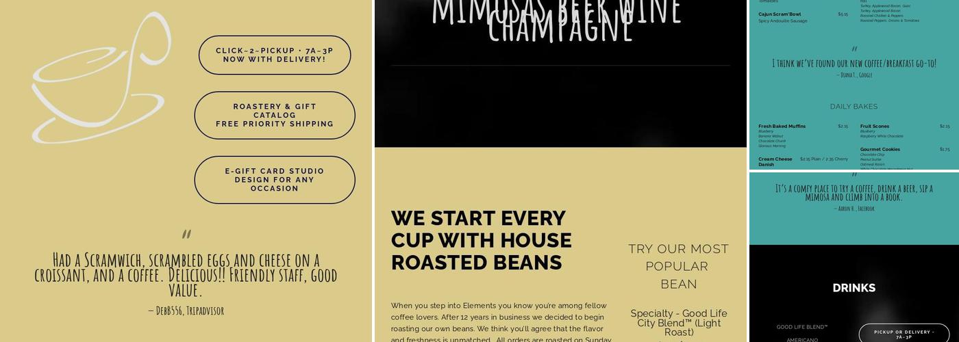 Elements Coffee Co Menu