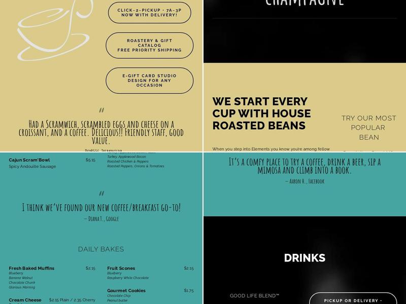 Elements Coffee Co Menu