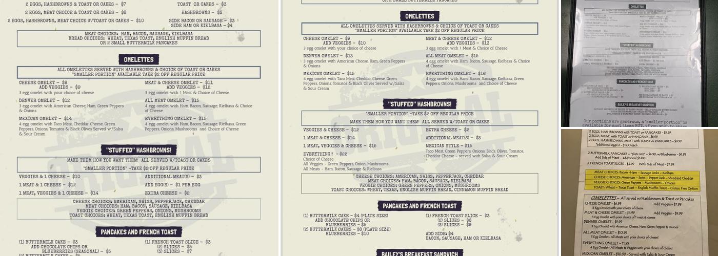 Bailey's Courtyard Cafe Menu