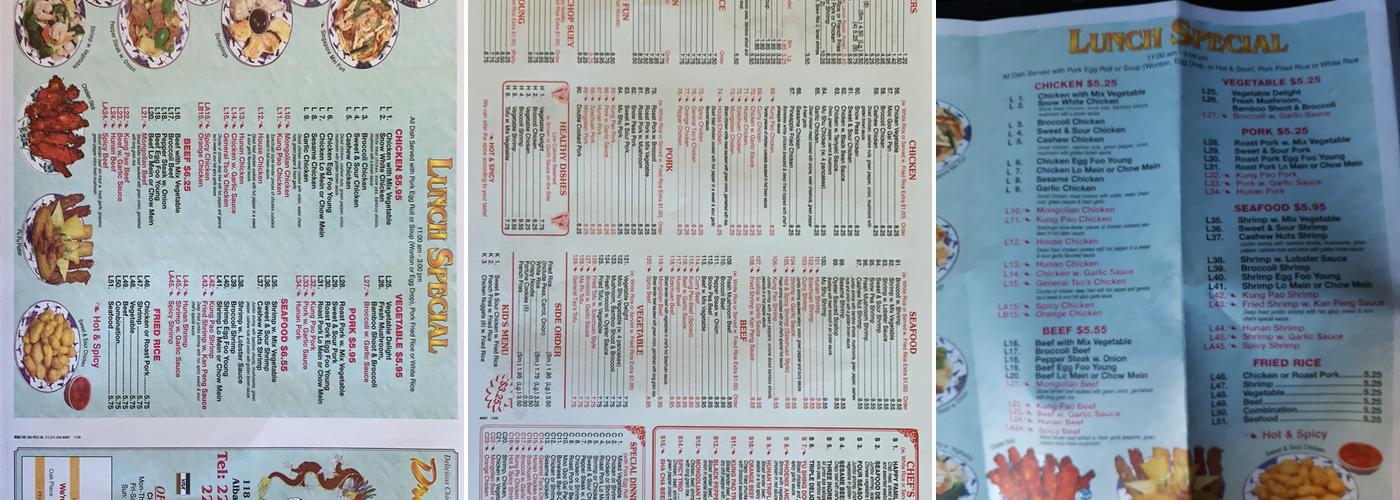 Dragon House Chinese Menu