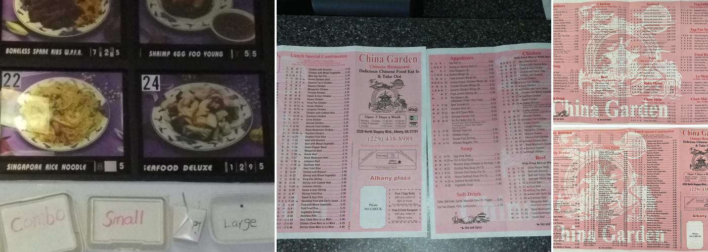 China Garden Chinese Restaurant Menu